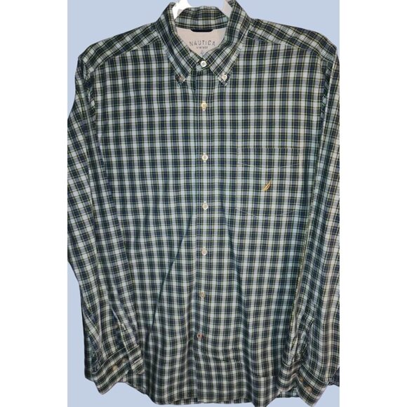 Nautica Vintage Mens Medium Plaid Button-Down Shirt - Picture 1 of 10
